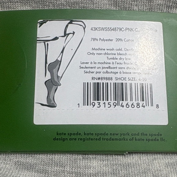 💕Kate Spade 3 Pairs Pink Socks with Heart Design Grey solid, White - Picture 6 of 14